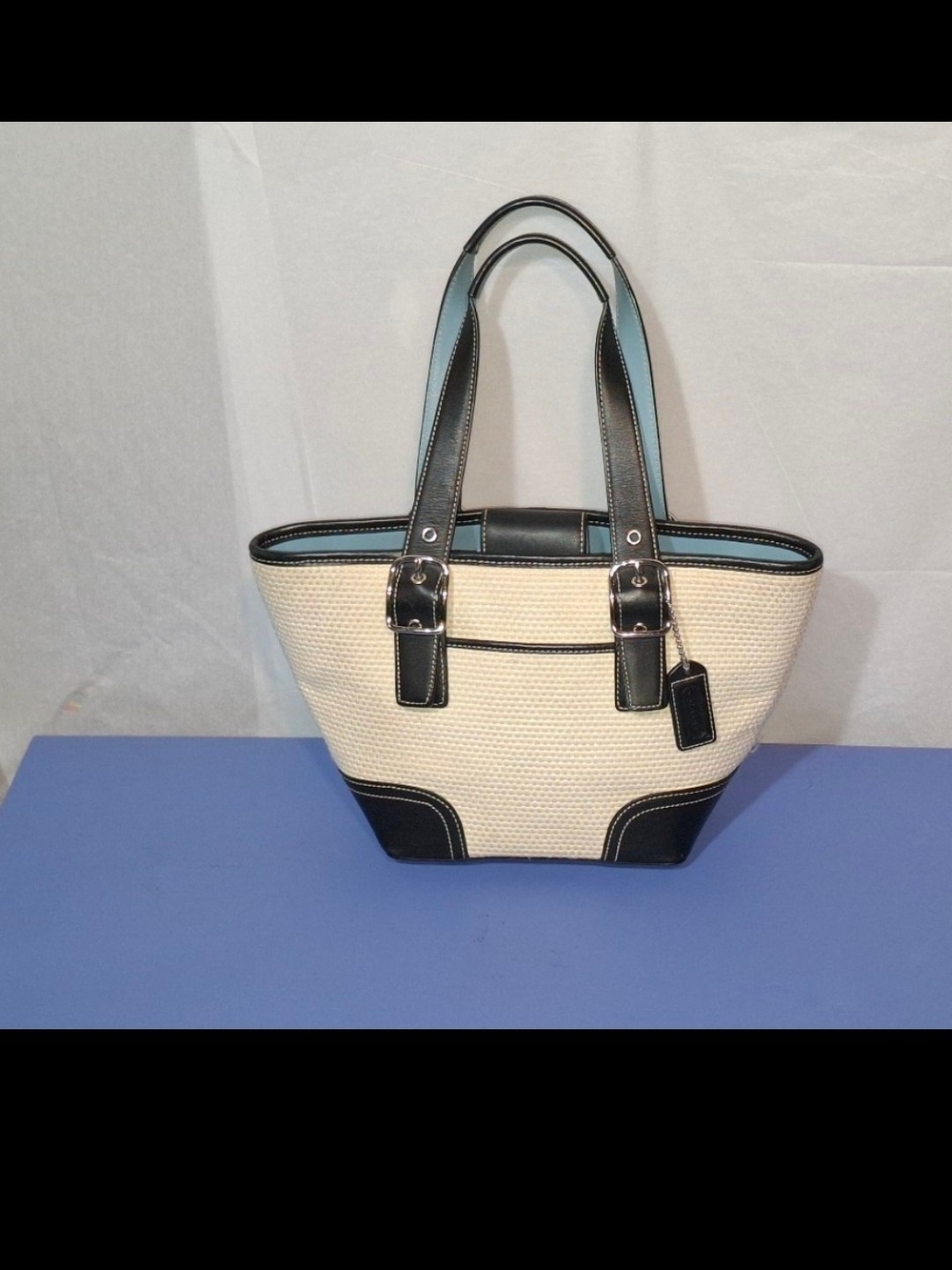 Rare Vintage Coach 1941 Woven Straw Mini Tote